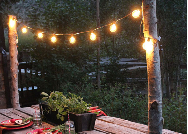 DIY String Light Poles with Concrete Bases